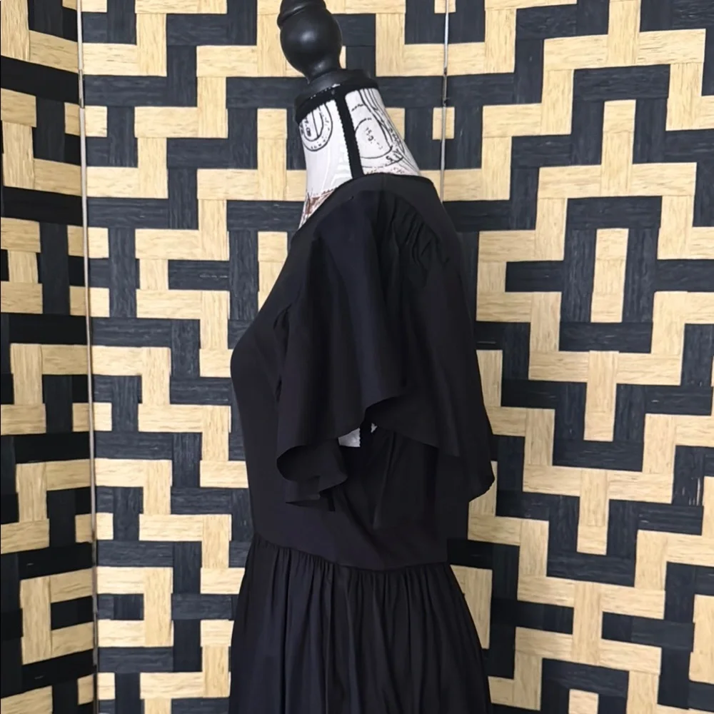 Zara Black Flutter Sleeve Midi Sundress - Picture 3 of 16